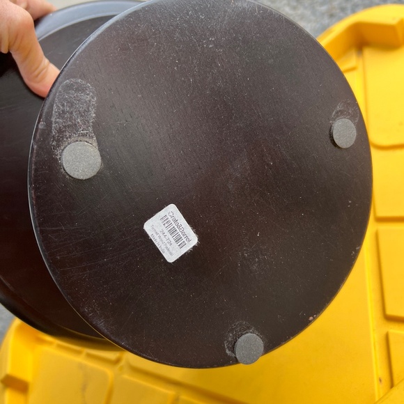 Crate & Barrel Wood Pedestal with Black like Chalkboard Top - Picture 4 of 4